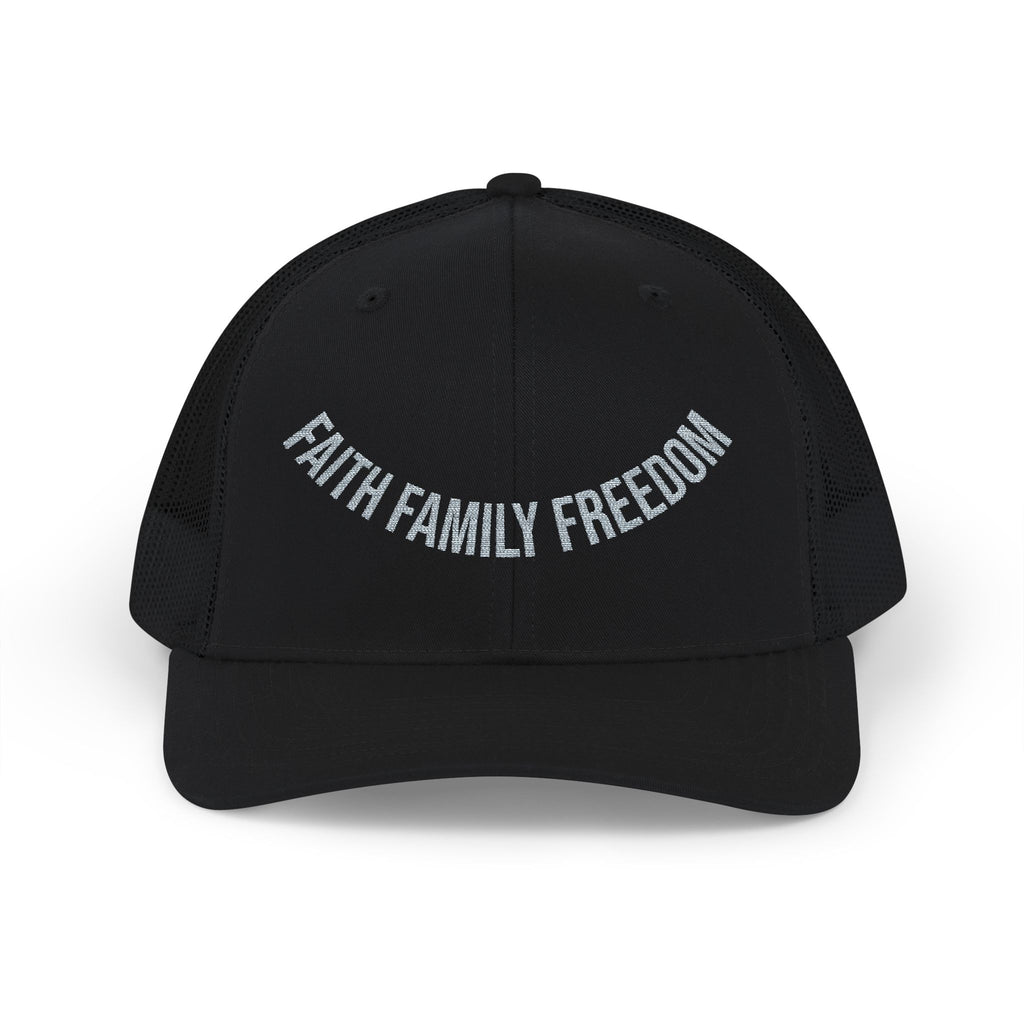 Faith Family Freedom — Patriotic Trucker Hat | Embroidered Snapback Cap