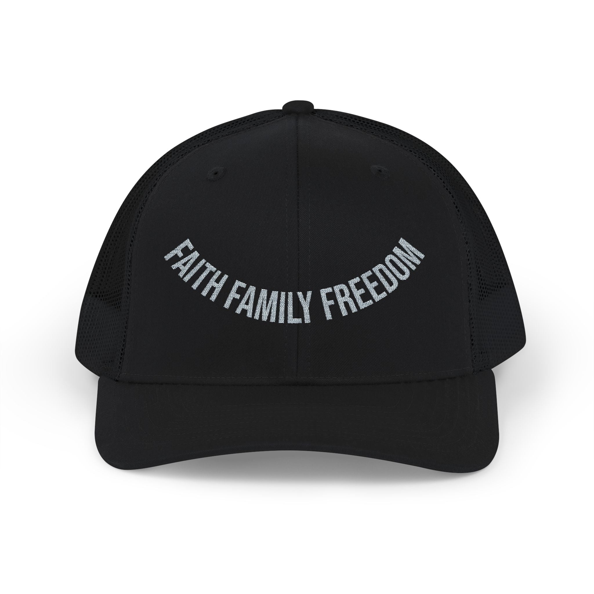 Faith Family Freedom — Patriotic Trucker Hat | Embroidered Snapback Cap